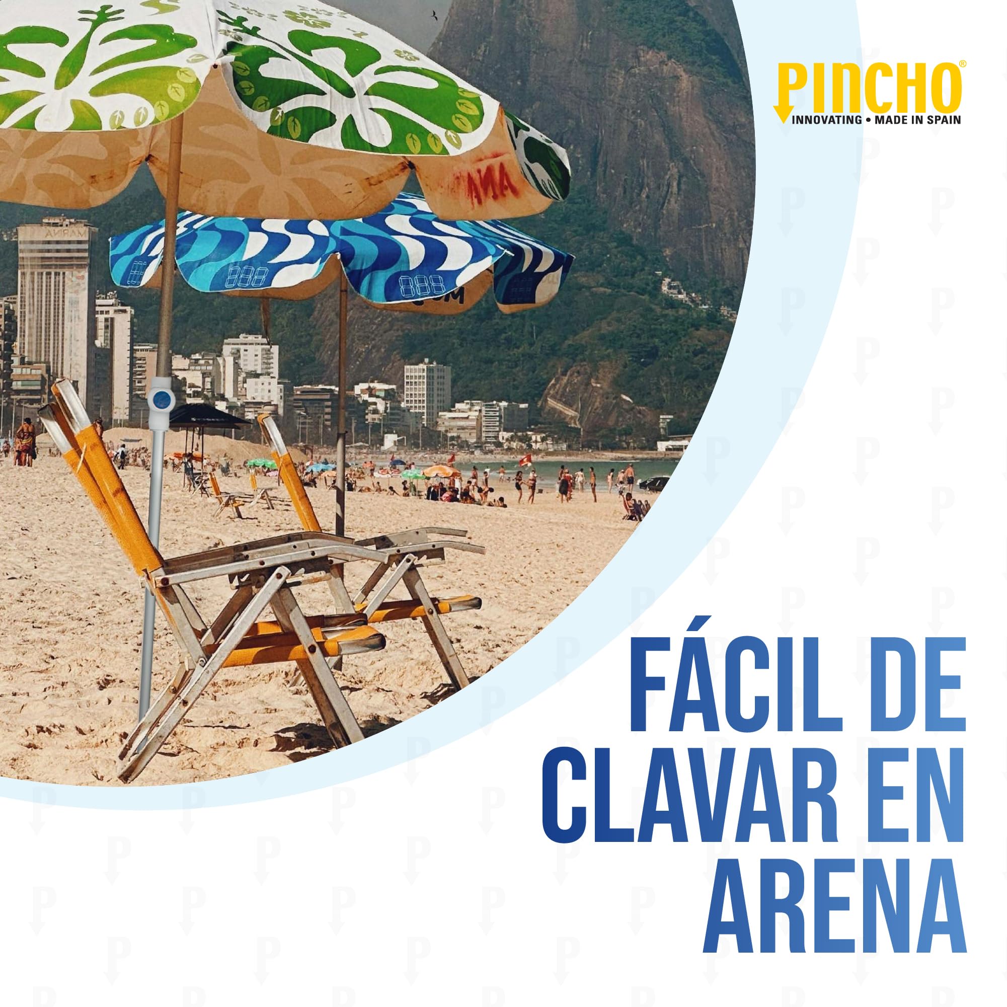 Pincho Supporto per ombrellone da spiaggia – Base parasole in alluminio resistente – Fissaggio sicuro per tubi da Ø25 mm – Supporto regolabile antivento – Made in Spagna