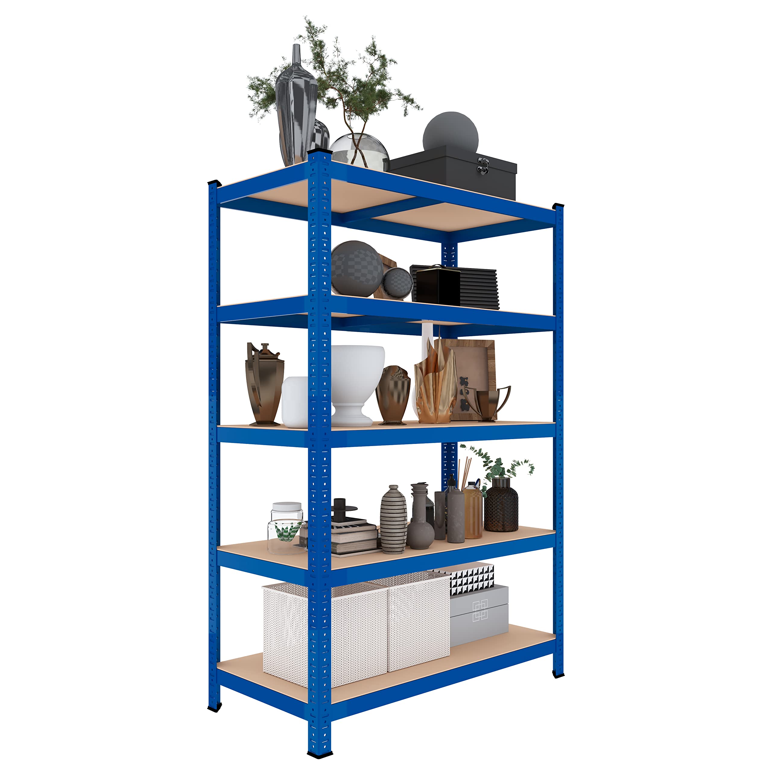 Arreditaly Scaffale In MDF E Metallo Mensole Alta Portata 180 x 90 x 60 cm Fino a 875 kg Con 5 Ripiani Regolabili In Altezza Garage Officina Cantina Capannone Magazzino Design Modulare Jutiapa (Blue)