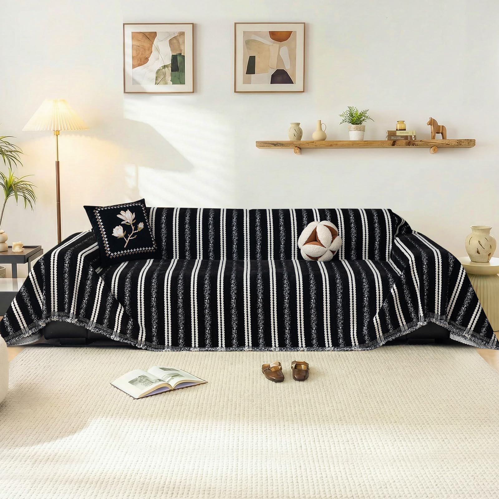 GKXLH Sofa Cover Washable - New Soft 800gsm Chenille Sofa Covers 2 3 4 Seater, Non Slip Love Seat Sofa Slipcovers, Couch Covers for Sectional Sofa, Couch Cover for Pet Furniture Protector (180x340cm)