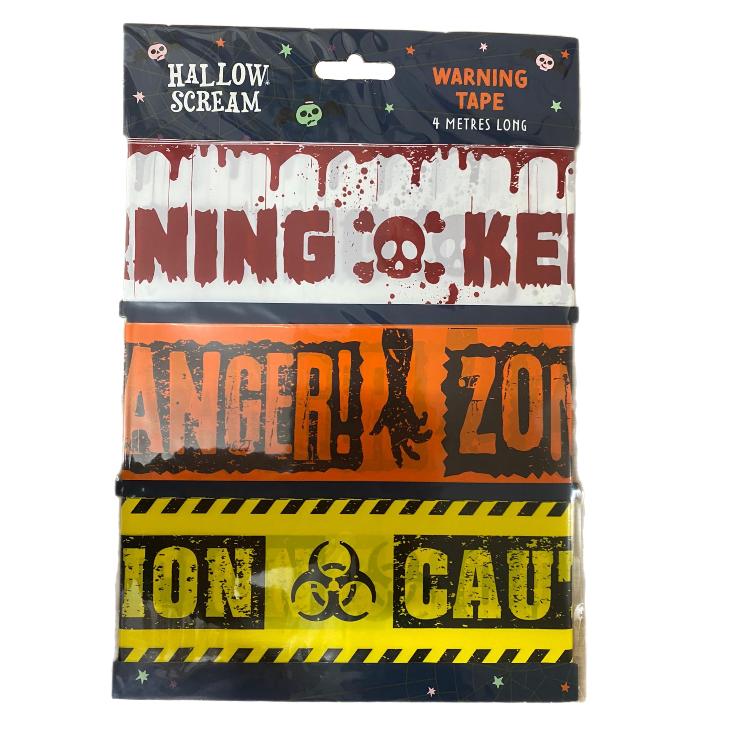 eBoutik - Spooky Set Of 3 Halloween Party Scary Warning Tape - Haunted Horror House Decorations for Indoors & Outdoors - Each 4 Meters Long - Zombie Escape Room Decor