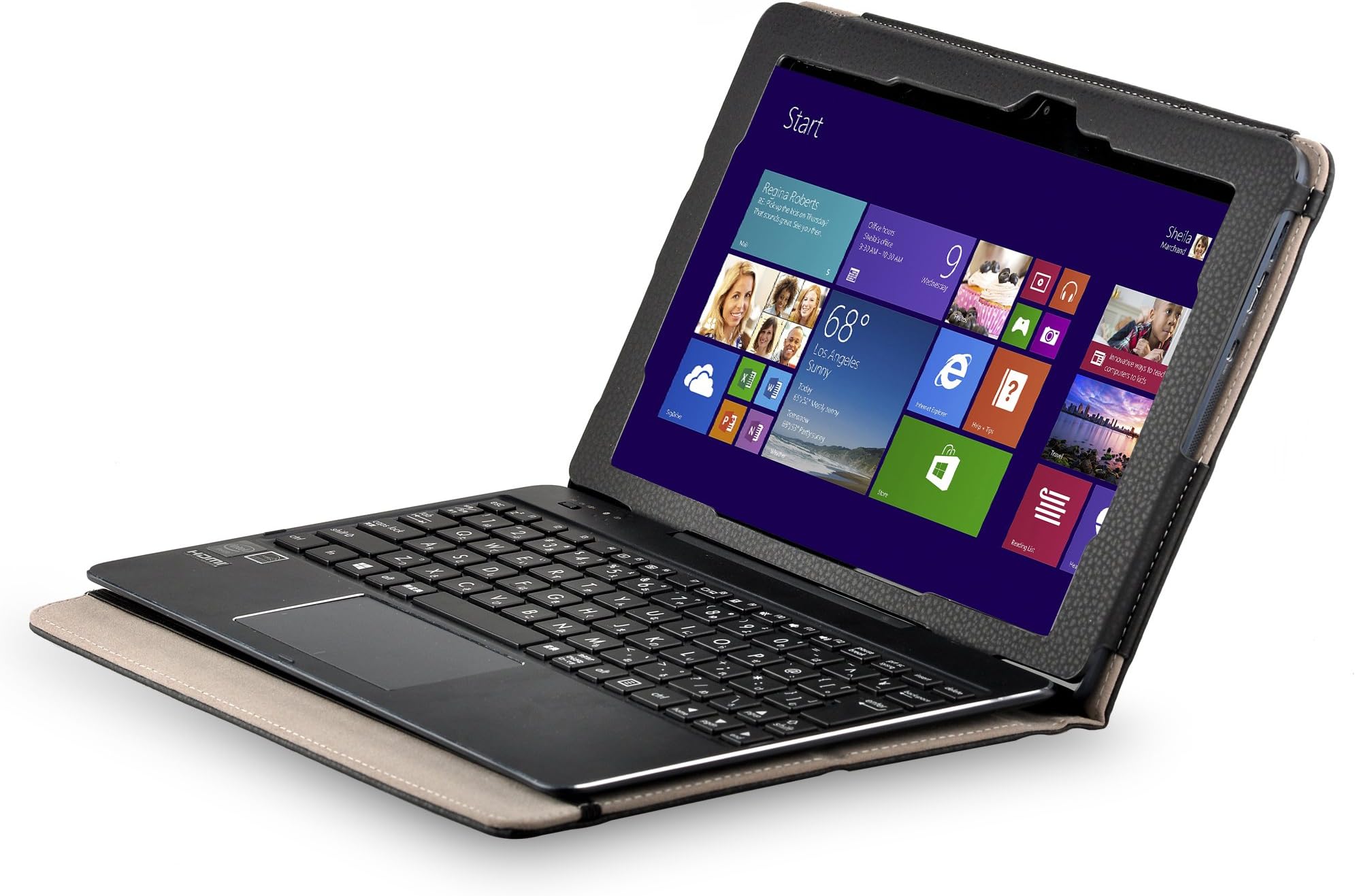 VSTN Asus Transformer Book T100 Chi Tablet Keyboard Portfolio case Leather Keyboard Portfolio Stand Cover Case for Asus Transformer Book T100 Chi Tablet (Black)