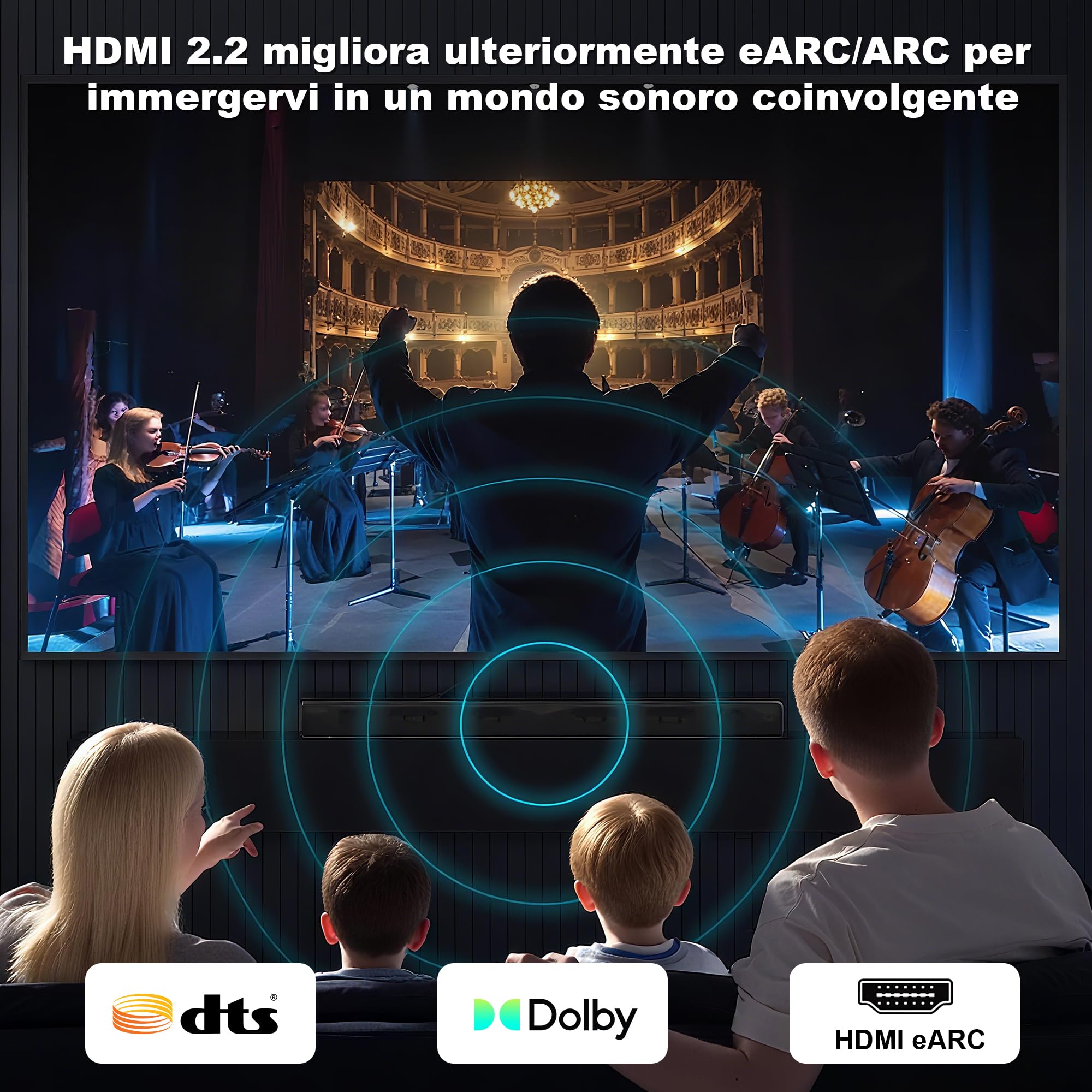 CAKOBLE cavo hdmi 2.2 3 metri,ultra-alta velocità - 96Gbps, 16K@60Hz, 8K@240Hz, 4K@360Hz/480Hz, eARC, HDR10 4:4:4, Dolby, HDCP 2.3 -Per Cavo HDMI 2.1 Per PS5, Xbox Series X, Fire TV Stick, Soundbar