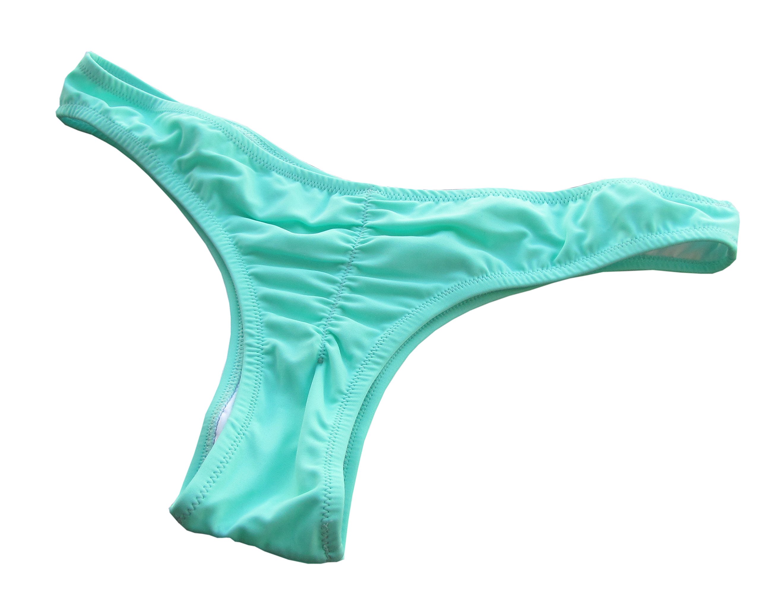 Brazilian V Cheeky Ruched Bikini Bottom Women's Swimwear Junior's Classic Surf Hipster Ruffle Y-Style