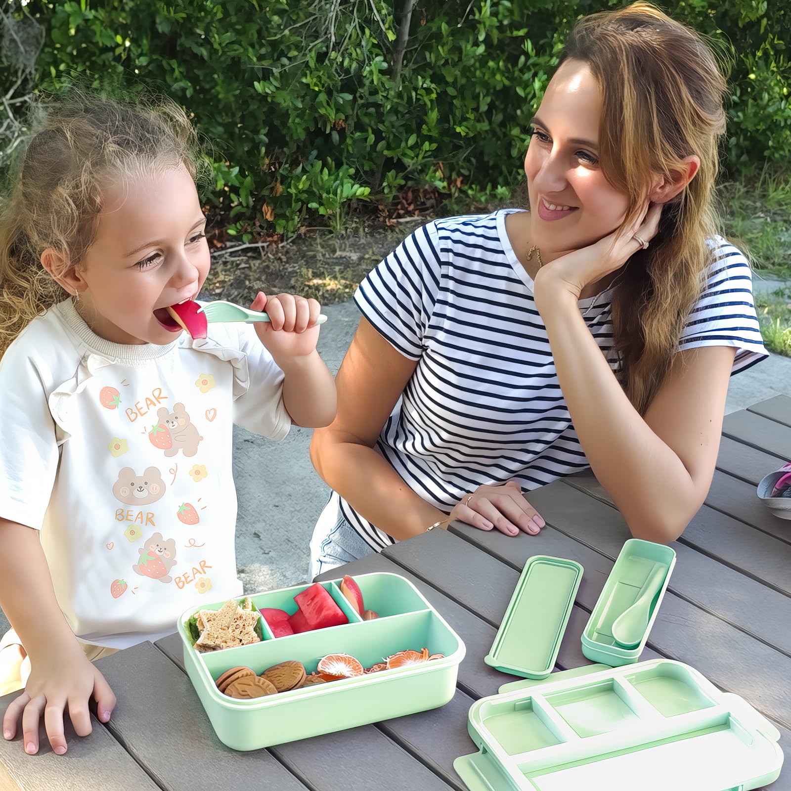 Lunch Box Bento 1300ML Rosa - 4 Scomparti, Impermeabile, Con Posate, Per Bambini E Adulti - Foto 5