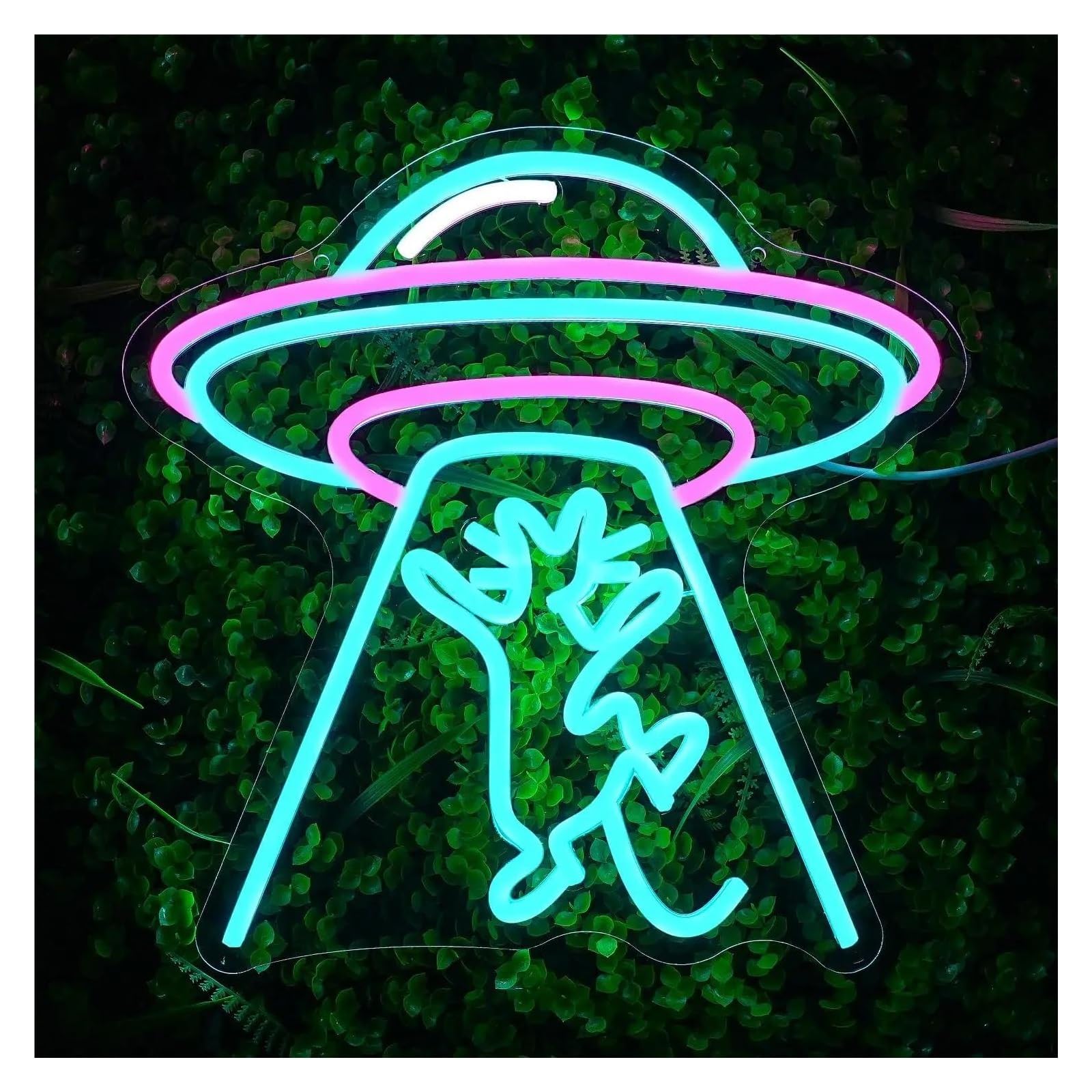 LEMST Signs Lamp UFO Cat Neon Sign USB Powered Neon Light for Bedroom Living Room Bar Hotel Restaurant Office Wall Decor 33x33cm