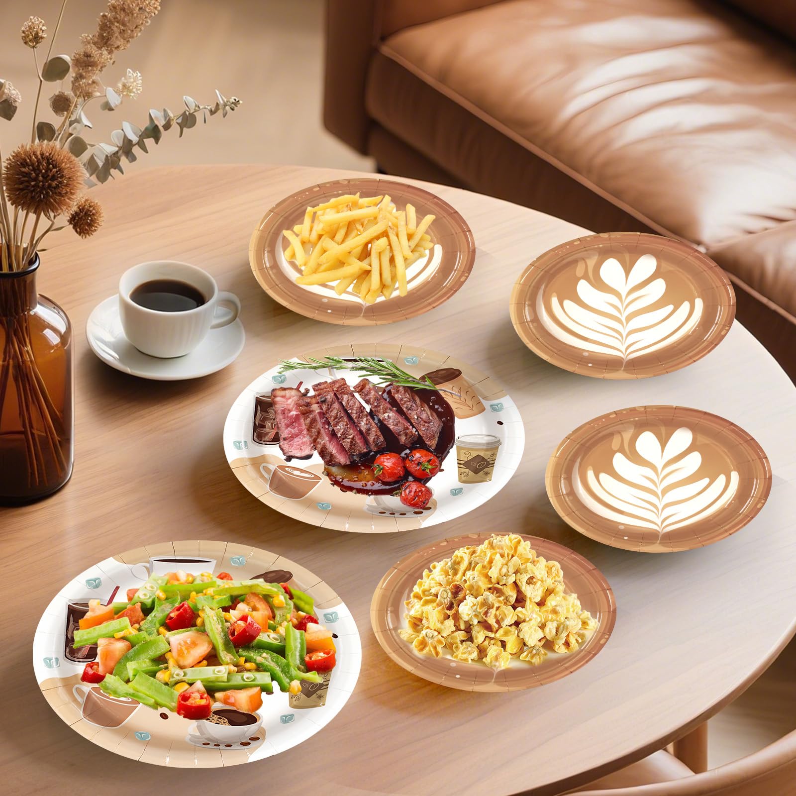 Lot de 180 assiettes en carton et serviettes de table pour 60 personnes - Pour fête prénatale, fête d'anniversaire