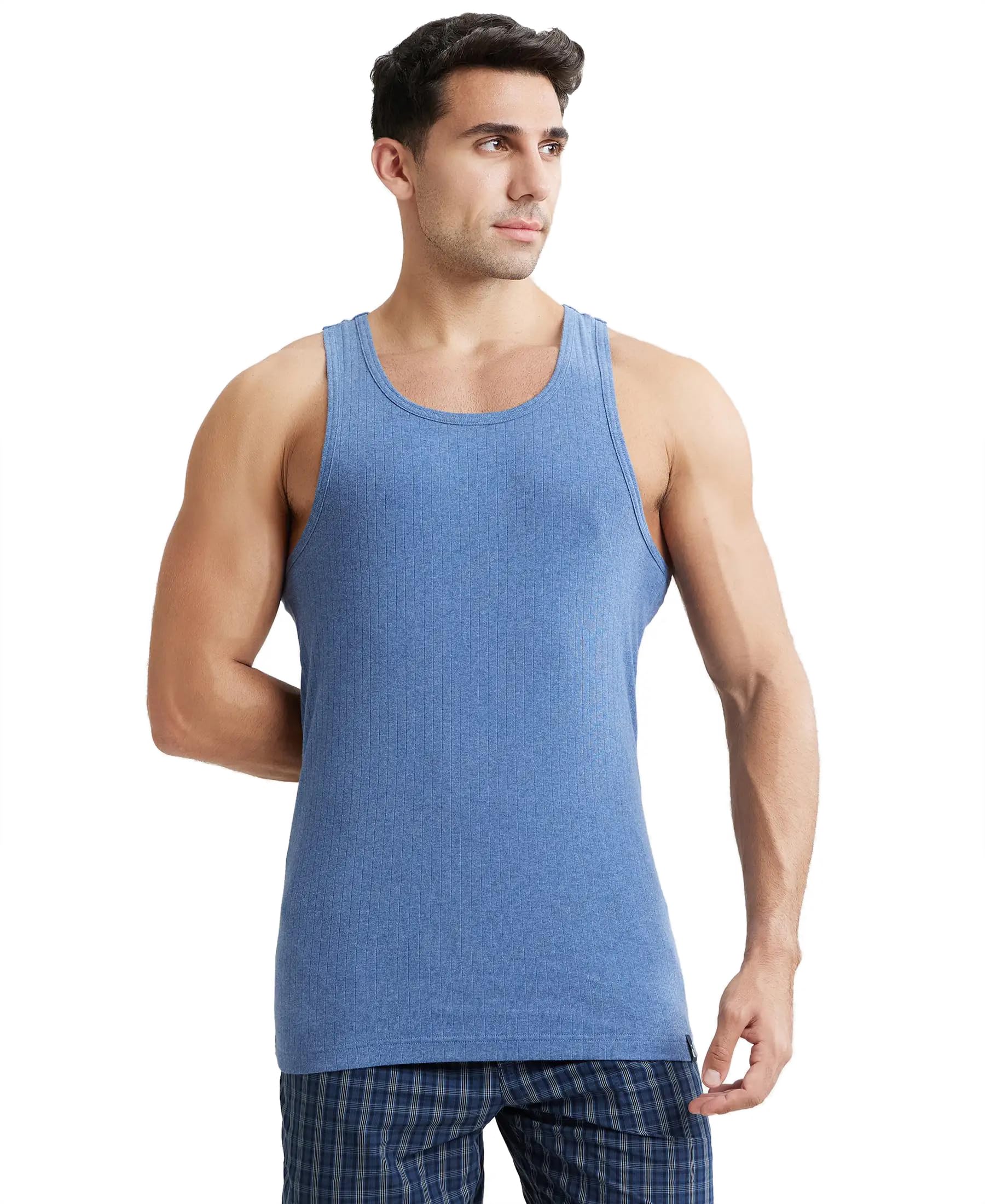Jockey9922 Men's Super Combed Cotton Rib Slim Fit Racer Back Styling Round Neck Gym Vest