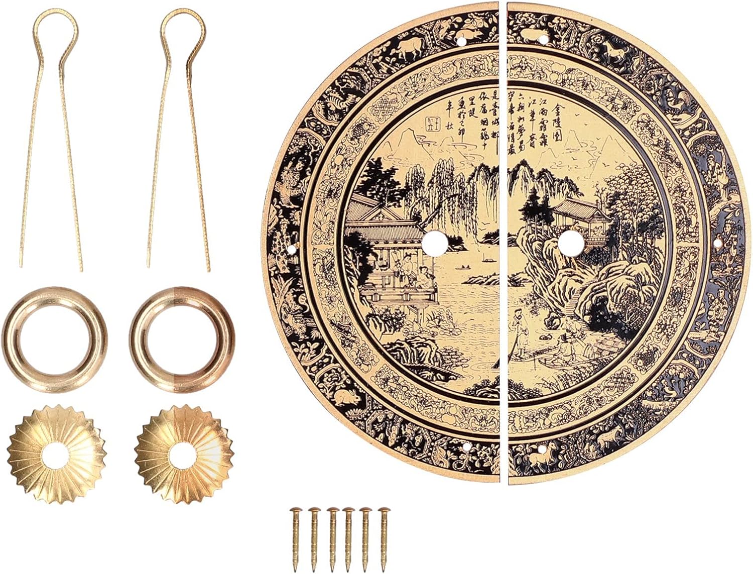 AUNMAS Vintage Brass Pull Handle, 11cm Originality Pattern Drawer Handle Chinese Antique Furniture Brass Handle for Home