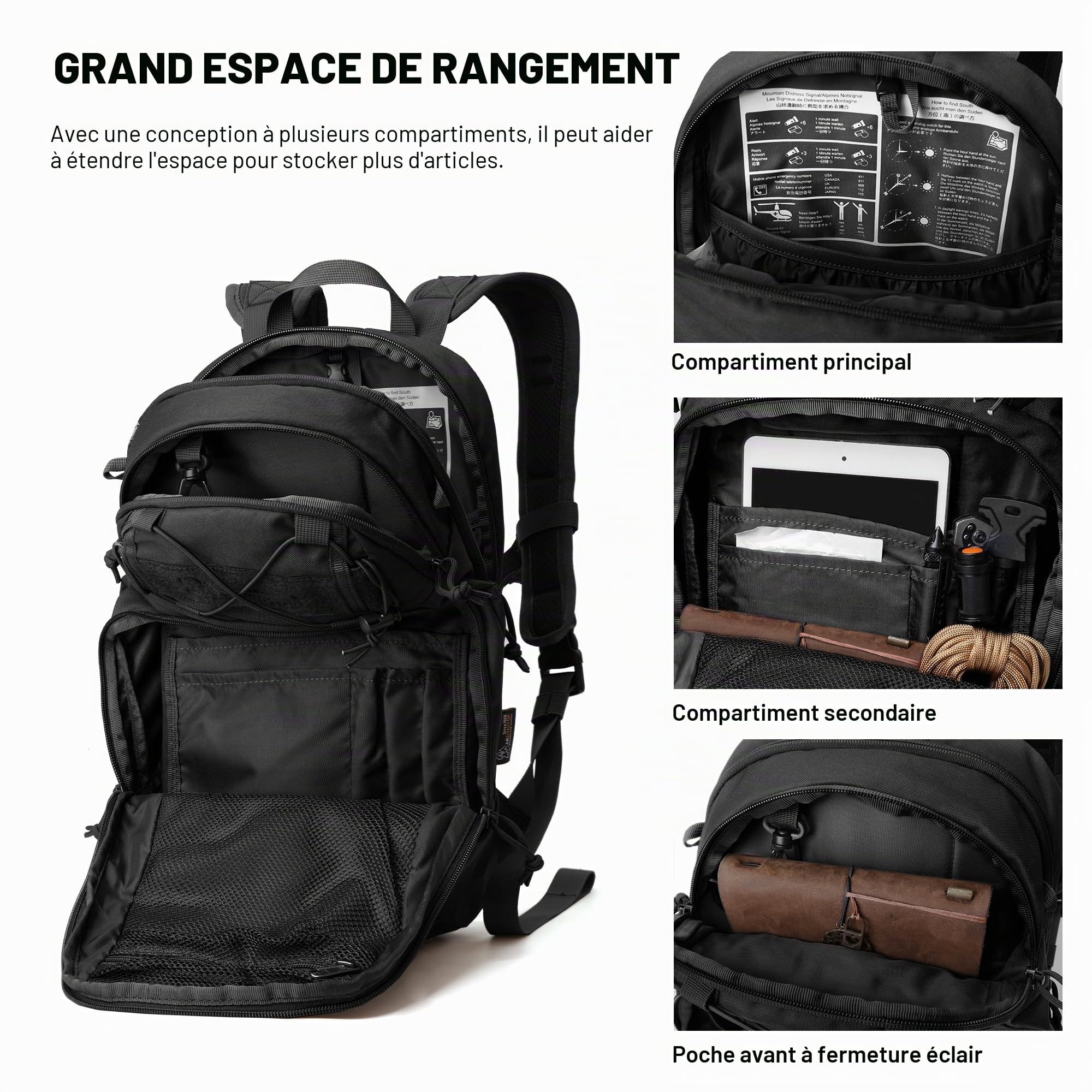 Mardingtop Sac à dos de vélo de 15 l pour homme et femme - Panneau arrière en maille respirante avec système MOLLE pratique et support de casque pour les randonnées à vélo, la randonnée, la course à