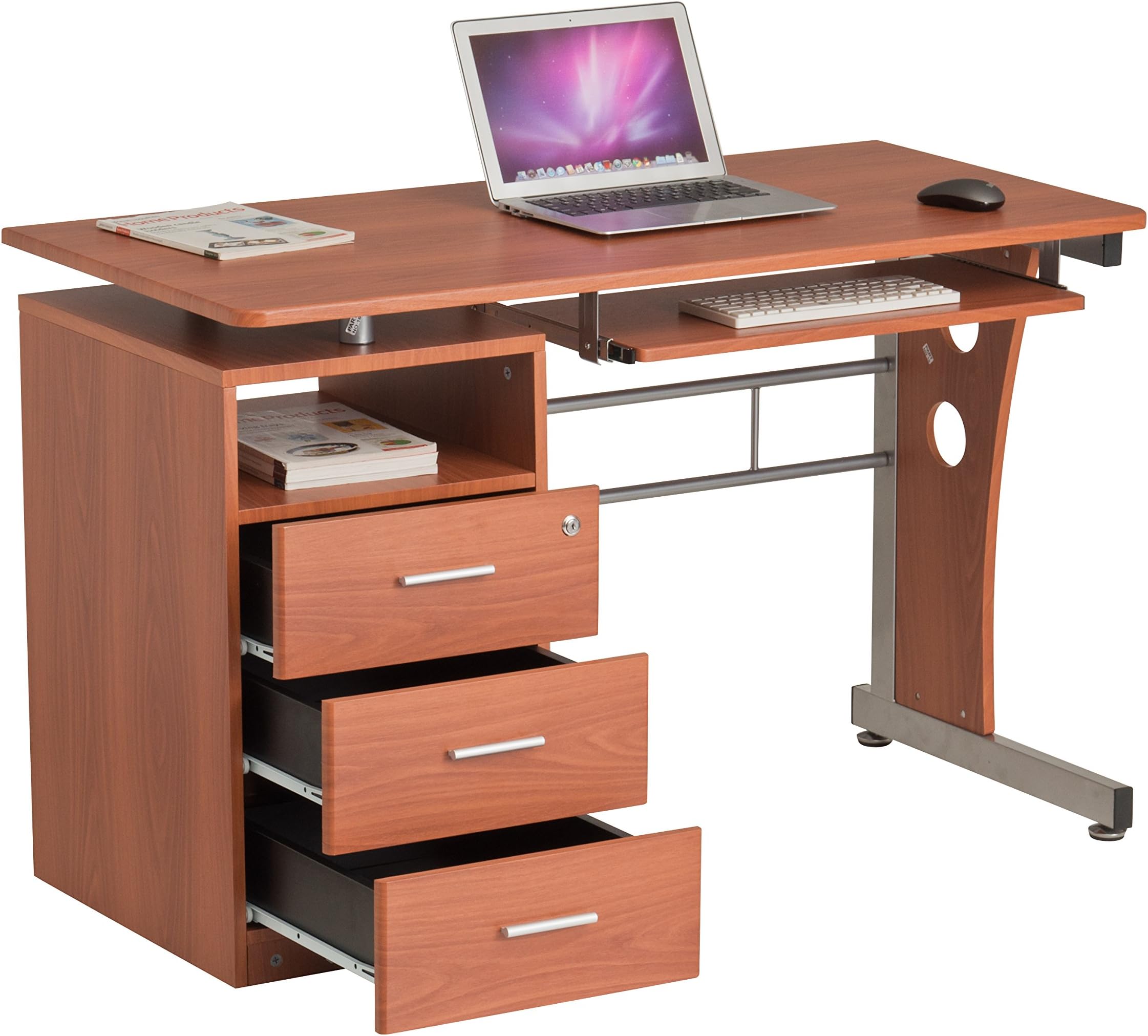 Computer Desk with Drawers Workstation Office Home Table Pc Desk with Keyboard Shelf | TAJIR Furniture |