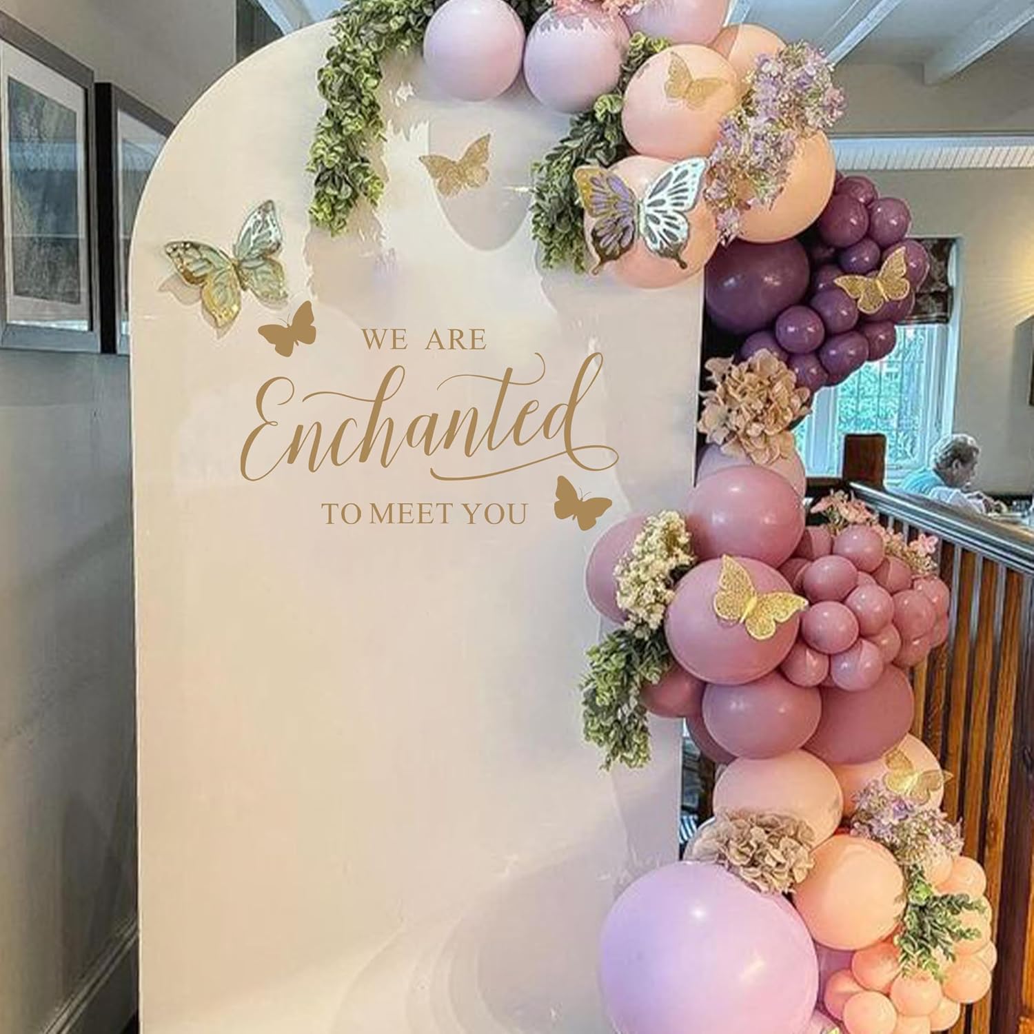 We are Enchanted to Meet You Wall Decal - Butterfly Baby Shower Decorations,Enchanted to Meet You Sign Gender Reveal Party Decor Balloon Arch Backdrop Wall Sticker (Butterfly Enchanted)
