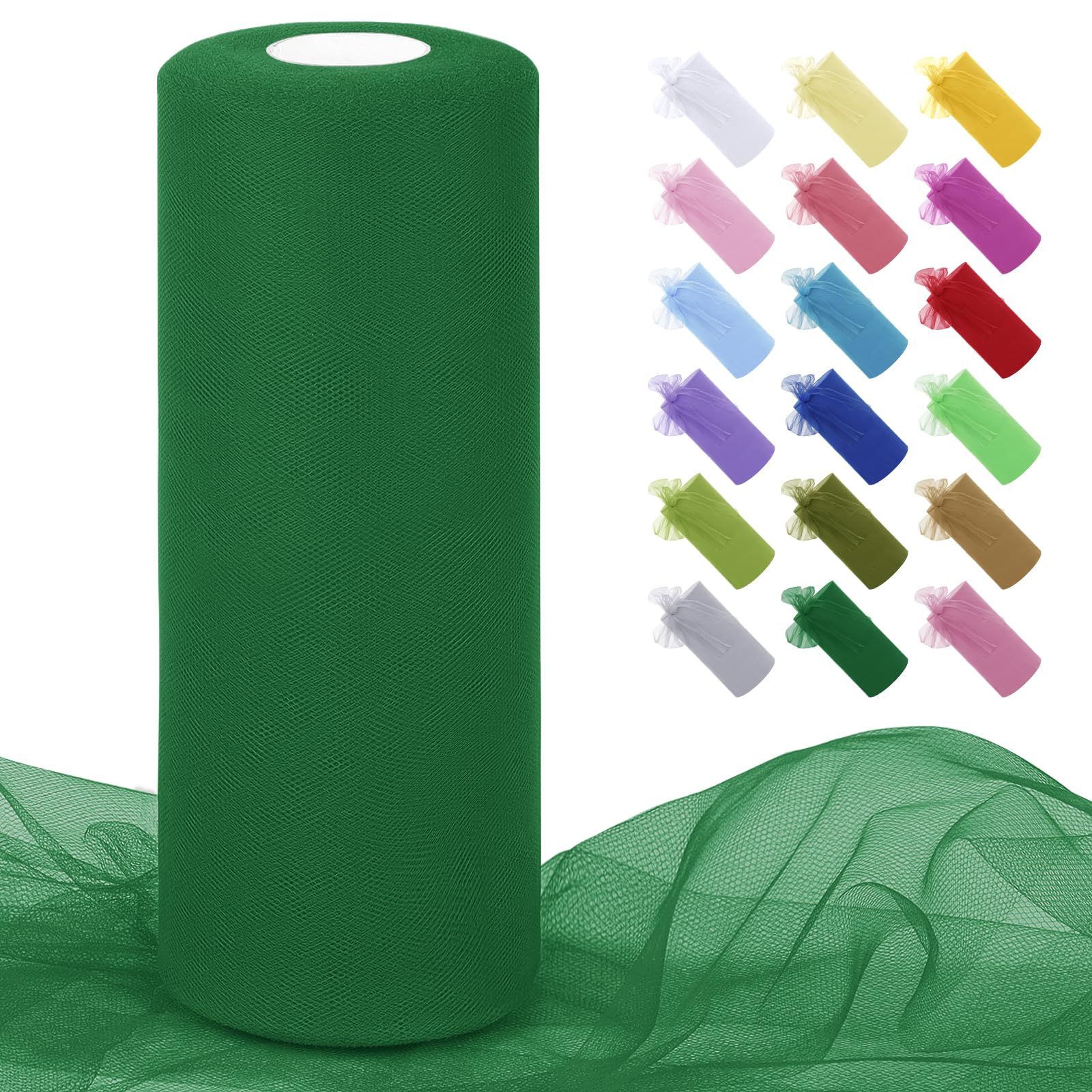 Uiopa Green Tulle Fabric Roll 30cm x 91m Polyester Netting Fabric Mesh Tulle Ribbon for Tutu Skirts, Gift Wrapping, Birthday/Party/Wedding Decoration, DIY Projects