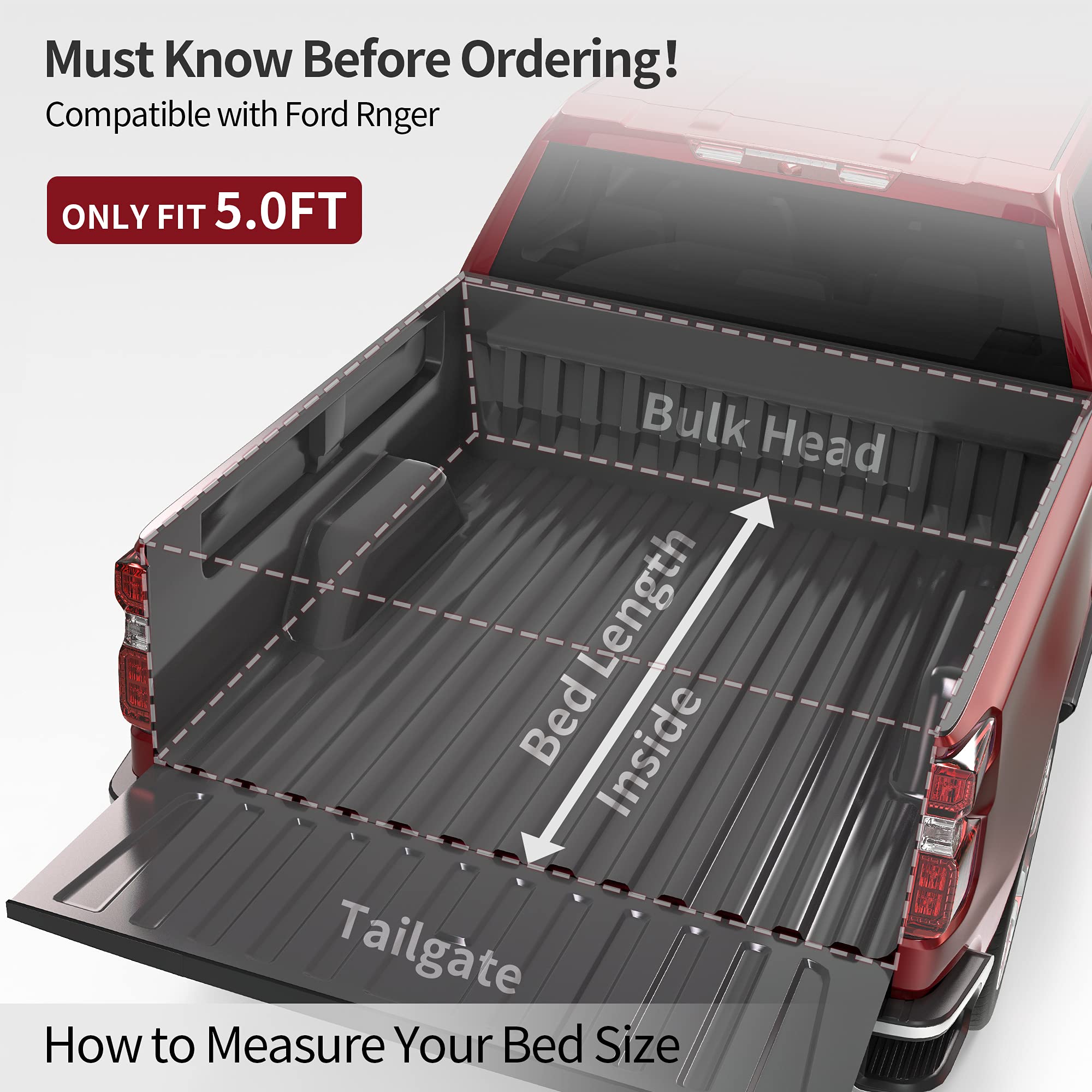 Buy oEdRo Truck Bed Tonneau Cover Soft Roll Up Compatible with 2019