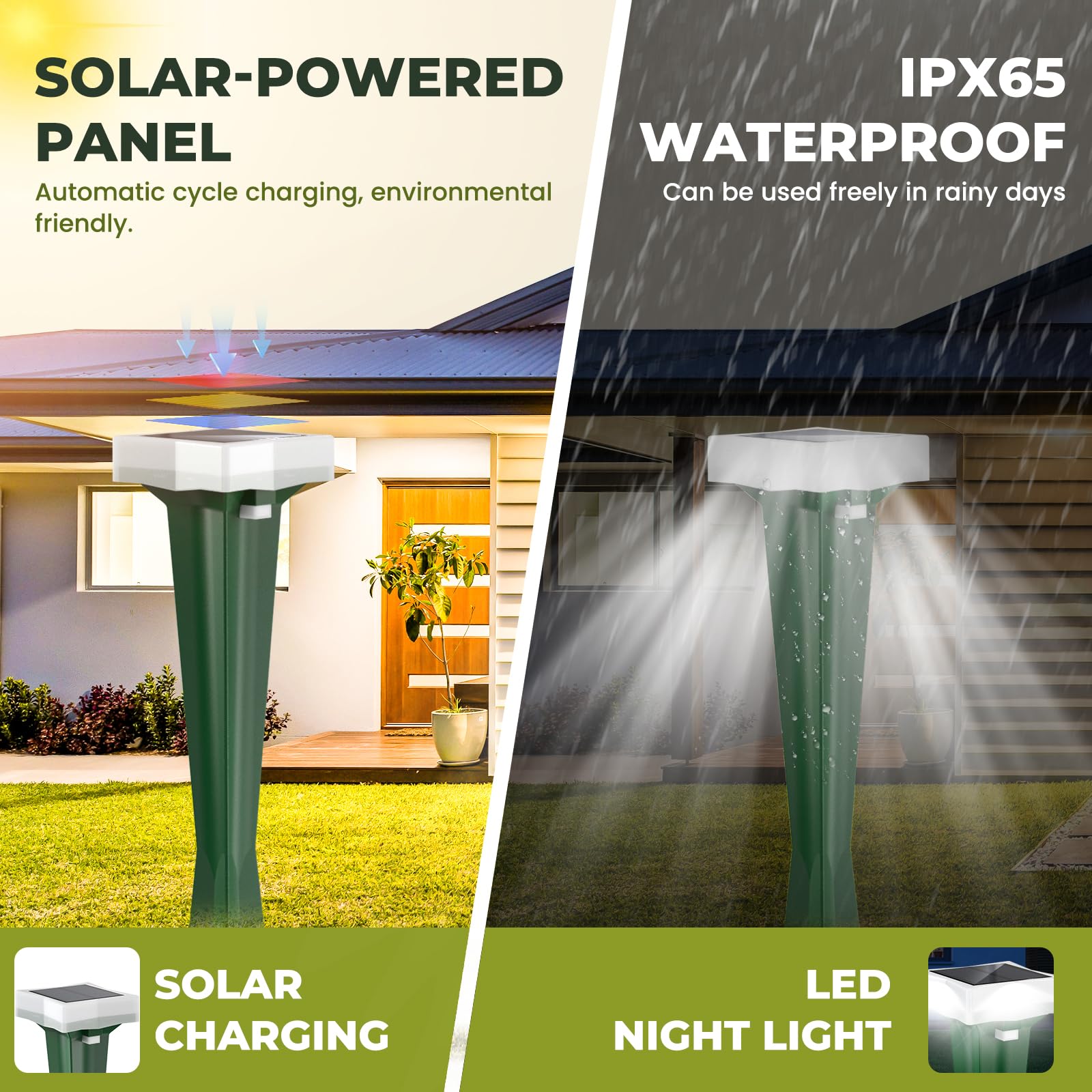 Dissuasori per Talpe, 3 Modalità di Vibrazione Scaccia Talpe con Luce LED, Solare e Impermeabile Dissuasori per Scoiattolo, Ratti e Serpenti, per Prati, Cortili e Giardini (4, Verde)