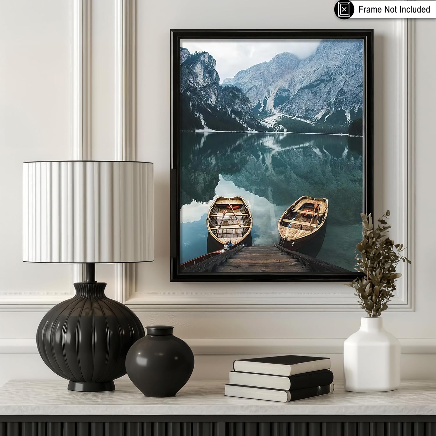 Poster Master Vintage Travel Poster - Retro Tourism Print - Boats In A Lake, Mountain, Nature, Italy, Photograph - 8x10 UNFRAMED Wall Art - Gift for Artist, Friend - Wall Decor for Home, Office, Dorm