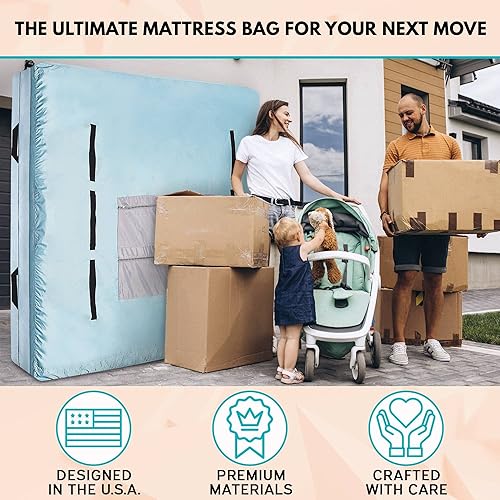 Miniatura 9 de Bolsas de colchón Queen para mudanza y almacenamiento  Bolsas de mudanza de colchón resistentes 16 asas, funda de colchón para mudanza, bolsa de