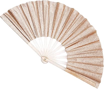 10 Inch Gold Glitter Party Fan, Folding Clacking Popping Hand Fan, Boots on The Ground Dance, Music Festival, Club Party, Wedding Performance, Decoration, Carnival, Disco, Rainbow Outfits