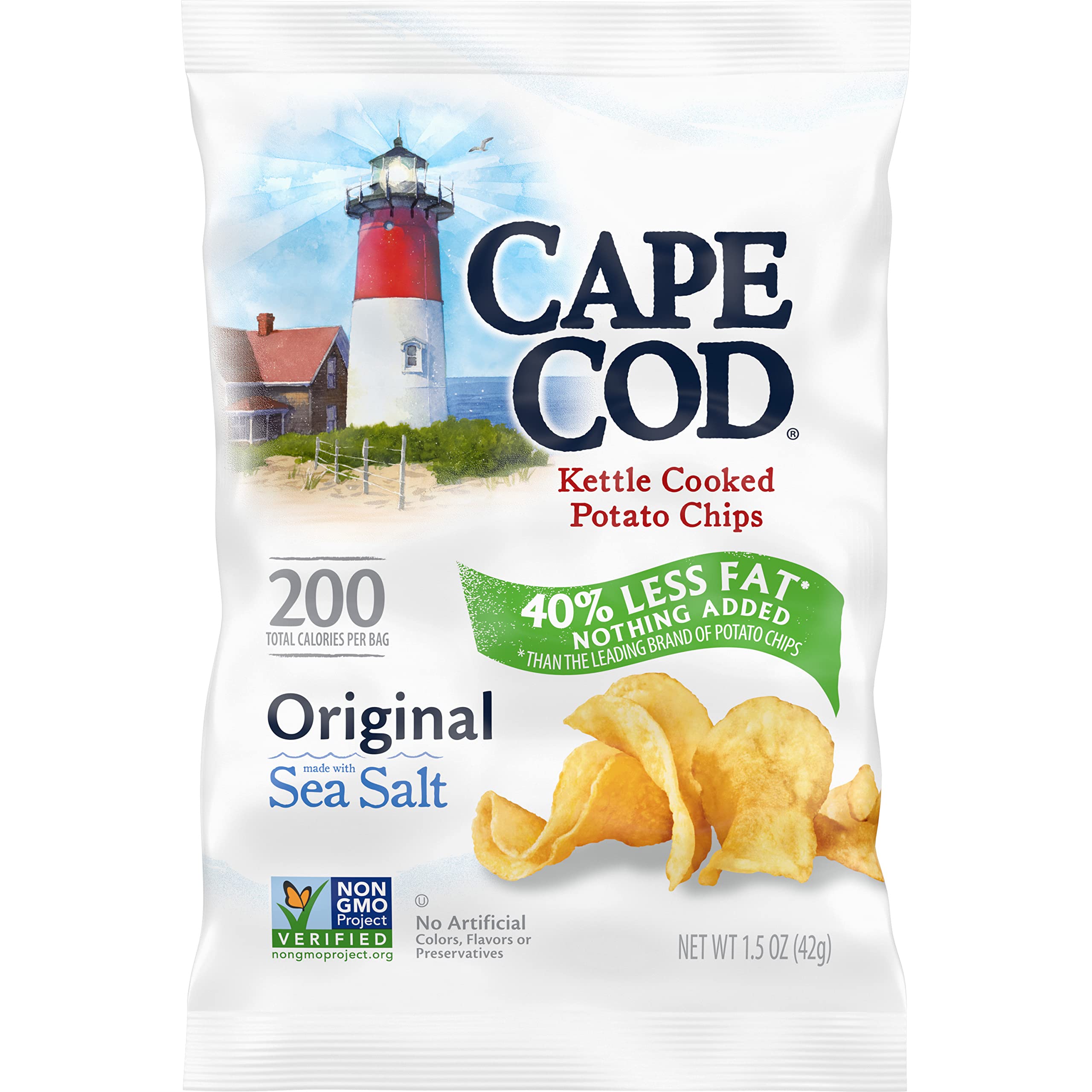 Photo 1 of *9/2/2023*Cape Cod Potato Chips, Less Fat Original Kettle Cooked Chips, 1.5 Oz (Pack of 56) Reduced Fat Original