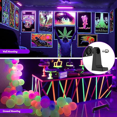 Miniatura 4 de Barra de luz LED negra de 42 W, 36 luces LED de luz negra con enchufe e interruptor, área de iluminación de 24 x 24 pies, luces brillantes para