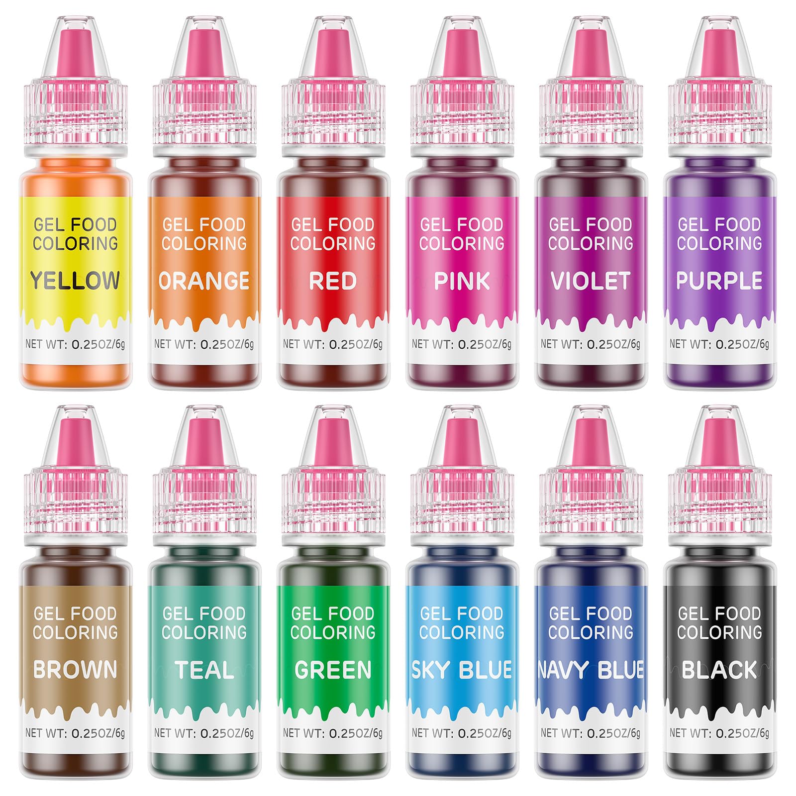 Upgraded Gel Food Coloring Set - Cherrysea 12 Colors Gel Based Food Color for Baking Food Grade Dye for Cake Cookie Decorating Easter Egg Icing