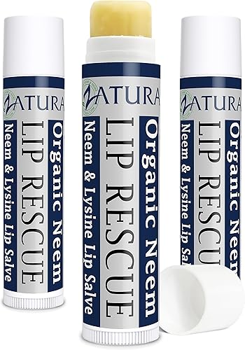 Zatural Neem Lip Rescue con L-lisina (3) Bálsamo labial para labios súper secos