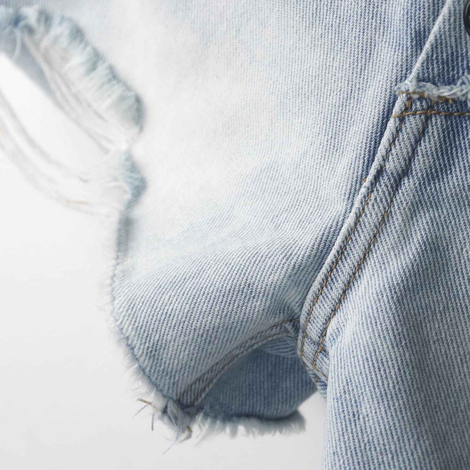 KIDSCOOL SPACE Piccoli Grandi Pantaloncini in Denim per Ragazze, Fascia Elastica Interna, Pantaloni Estivi in Denim con Taglio Alto e Orlo Grezzo