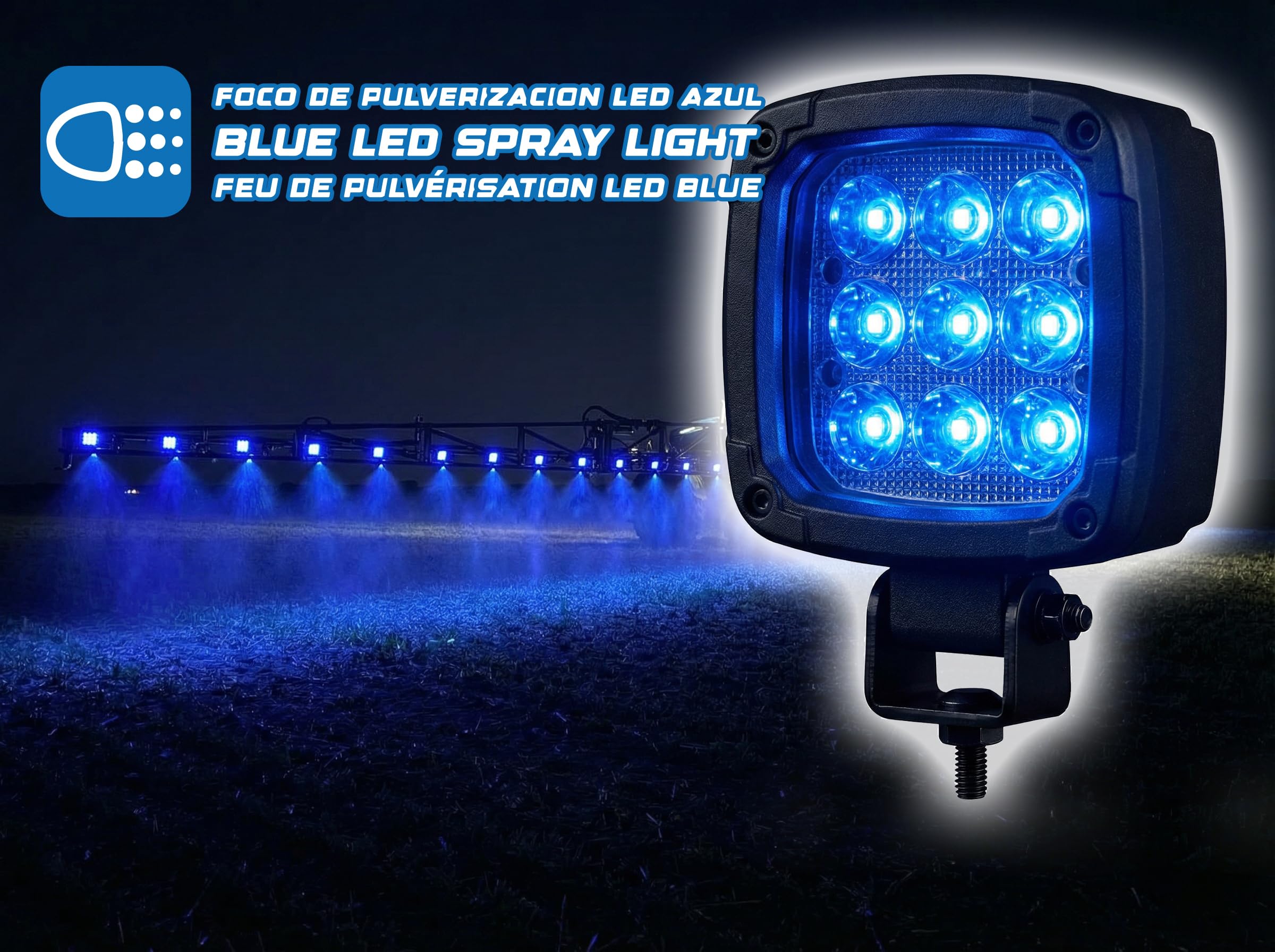 Ryme Automotive Foco LED Azul 30W 230 lm 10-30V IP69K IP67 Carcasa Aluminio Homologación ECE R10