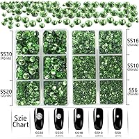 Vista 4 de LPBeads 6400 piezas de pedrería termoadhesiva peridoto con base plana, 5 tamaños mixtos, gemas de cristal redondas de vidrio con pinzas y lápiz