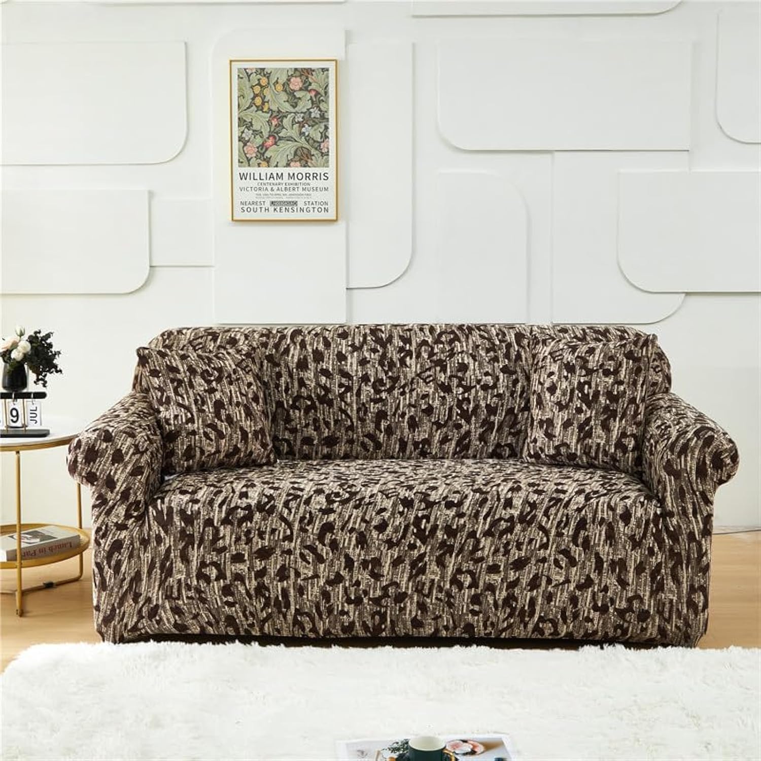 AURLOE Printed Sofa Cover Stretch Couch Covers Set Patterned Loveseat Slipcovers for 2 Seater Cushion Couch Love Seat (CLLG, 2 Seater/Loveseat)
