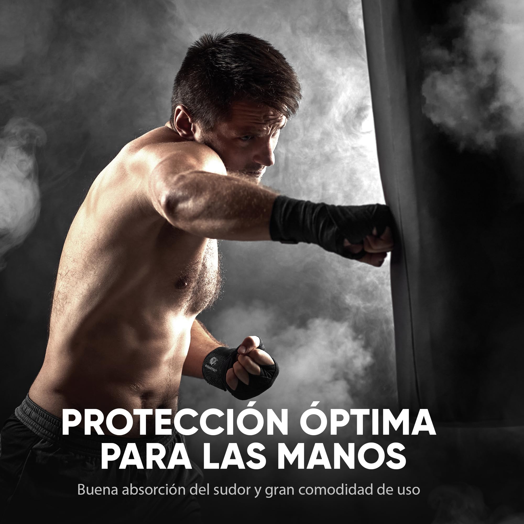 FIGHTR® Premium Cinta de Boxeo 4m Medio elásticos con Lazo para el Pulgar para Boxeo MMA Muay Thai