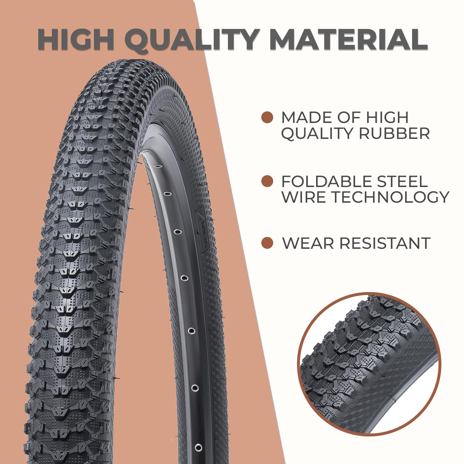 2Pcs 29X2.10 pneus vélo 29 Pouces Pneu Velo 29X2,10 54-622 Compatible VTT/Vélo de Route/Vélo de Ville 29 x 2,10 29X2.125 Pliable pneus vélo