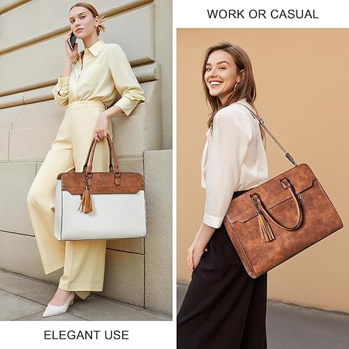 Miniatura 6 de Shrrie Bolsa para laptop de 17 pulgadas para mujer, bolsa de trabajo resistente al agua, maletín con bolso