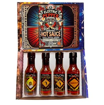Wicked Tickle Hot Sauce Gift Set Medium Heat Sampler, 4 Pack, 5 oz Bottles