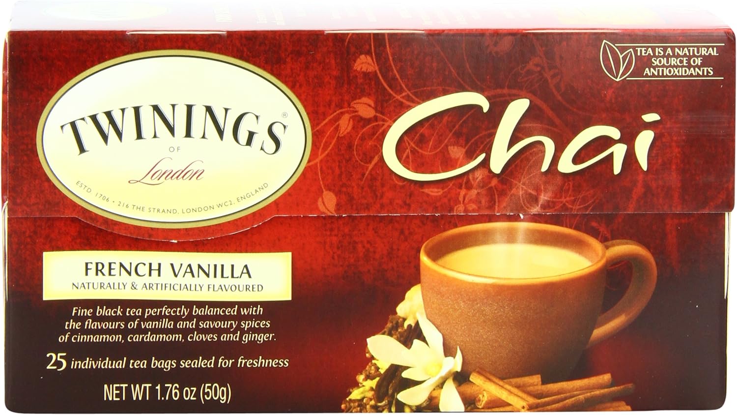 Twinings Chai Tea, French Vanilla, 25 Count Amazon.ca Grocery