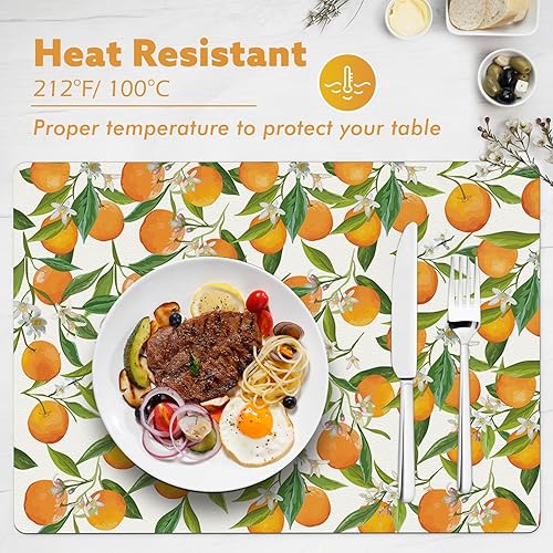 Miniatura 8 de Manteles individuales lavables con diseño floral de primavera, de piel sintética, resistentes al calor, impermeables, lavables, reutilizables, para