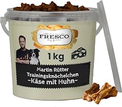 FRESCO Dog Martin Rütter Training Ankle Cheese & Chicken 1 kg Dog Treats Grain-Free & Sugar-Free with Fresh Meat Odour and Low Fat Healthy Dog Treats for Dog Training