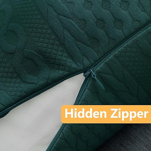 Miniatura 3 de Cikary Juego de 2 fundas de almohada lumbar de 12 x 20 pulgadas para sofá cama con patrón de cuerda torcida en relieve, fundas de almohada elásticas