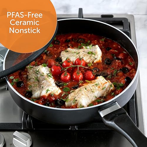 Miniatura 3 de BK Vivid Ceramic - Juego de utensilios de cocina antiadherentes de inducción de 11 piezas, sin PFAS, apto para lavavajillas, color negro