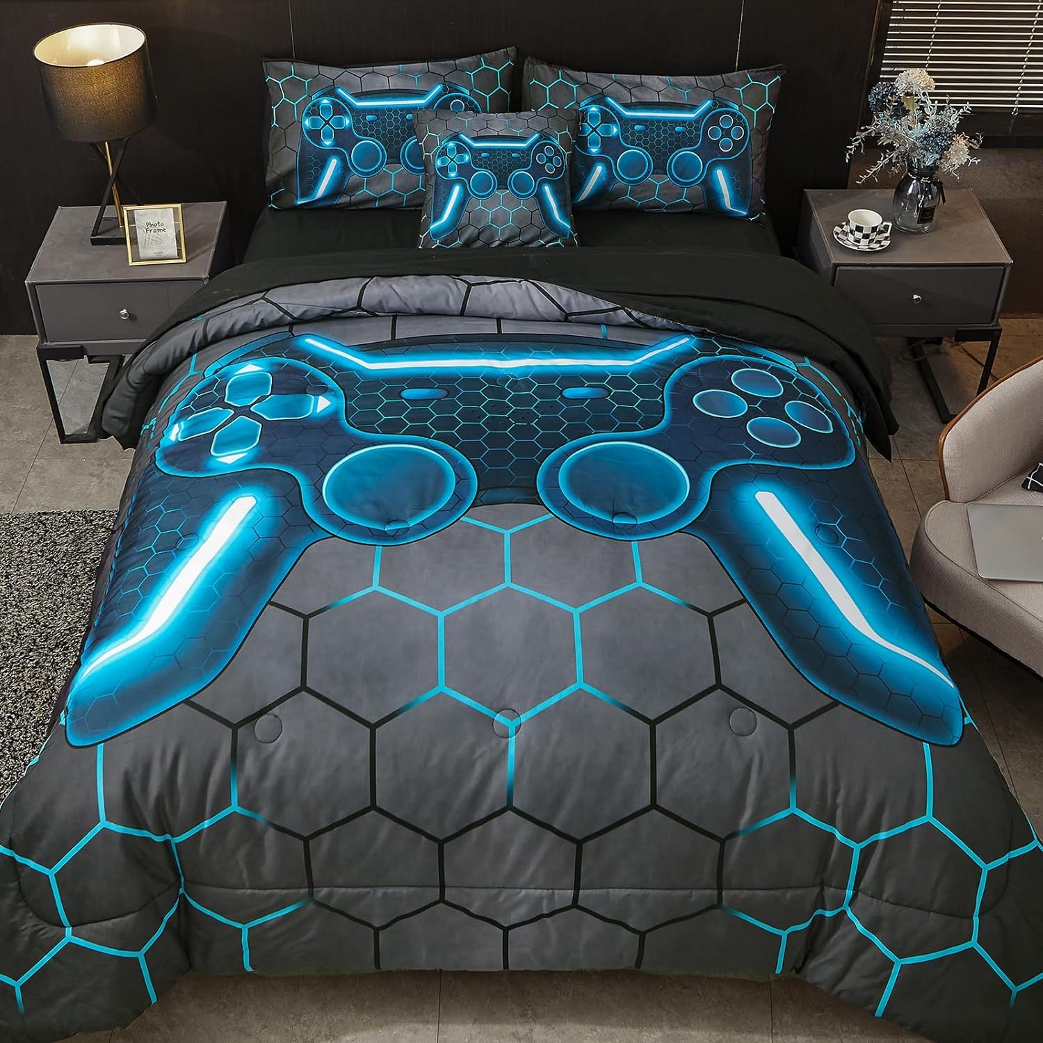 DORCASGamer Comforter Sets for Boys,3 Pieces Bedding Set