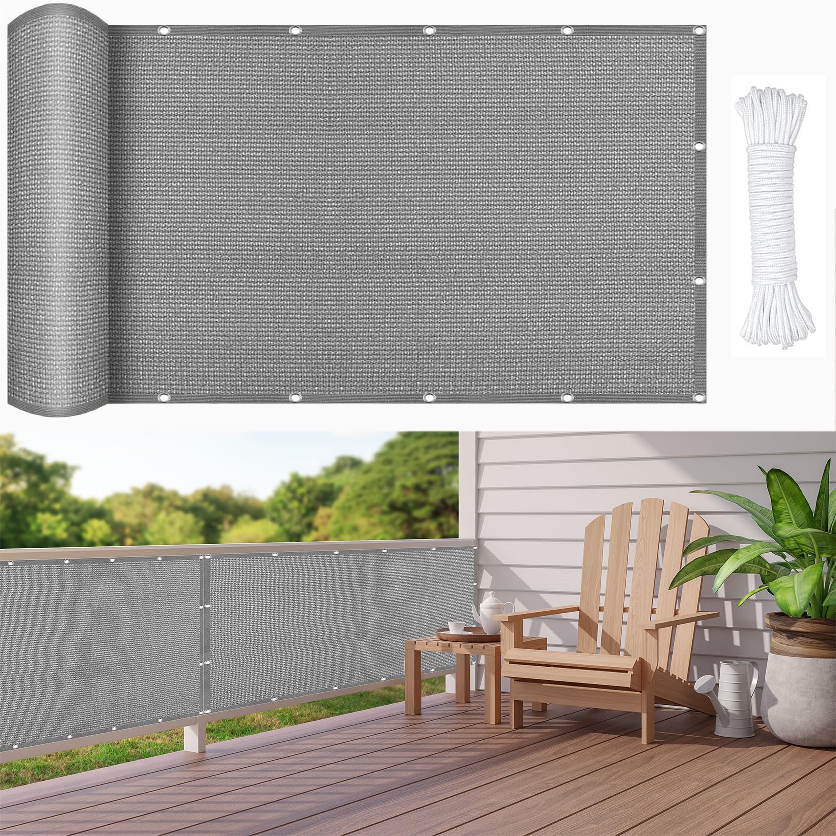 Toile ombrage rectangulaire 175x400 pour ombrager le balcon et créer un coin fraîcheur d'été