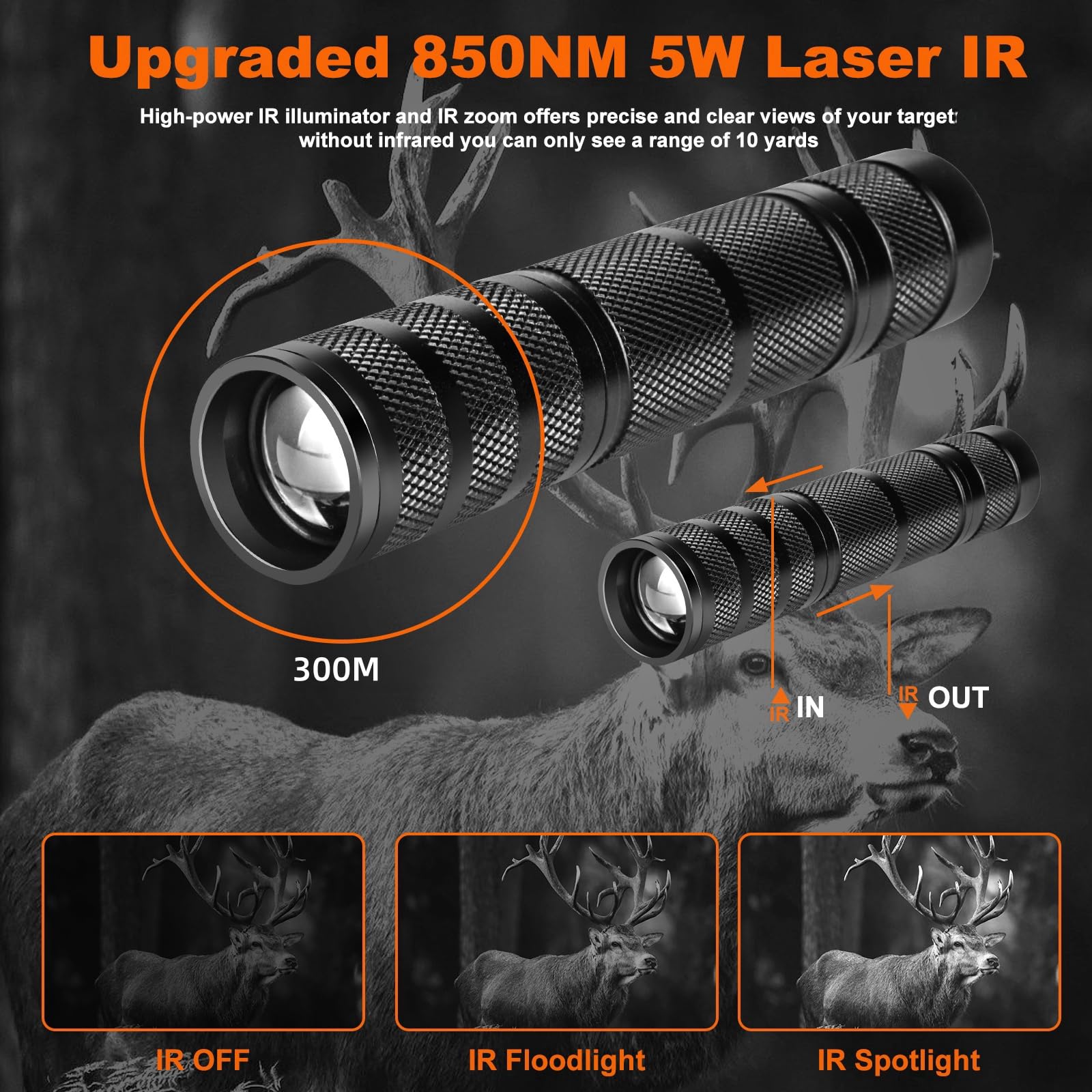 KinZon Lunette de Vision Nocturne HD de Chasse Professionnelle, Carte SD 32G Incluse, Infrarouge HD 720P avec écran de 4,3 Pouces.