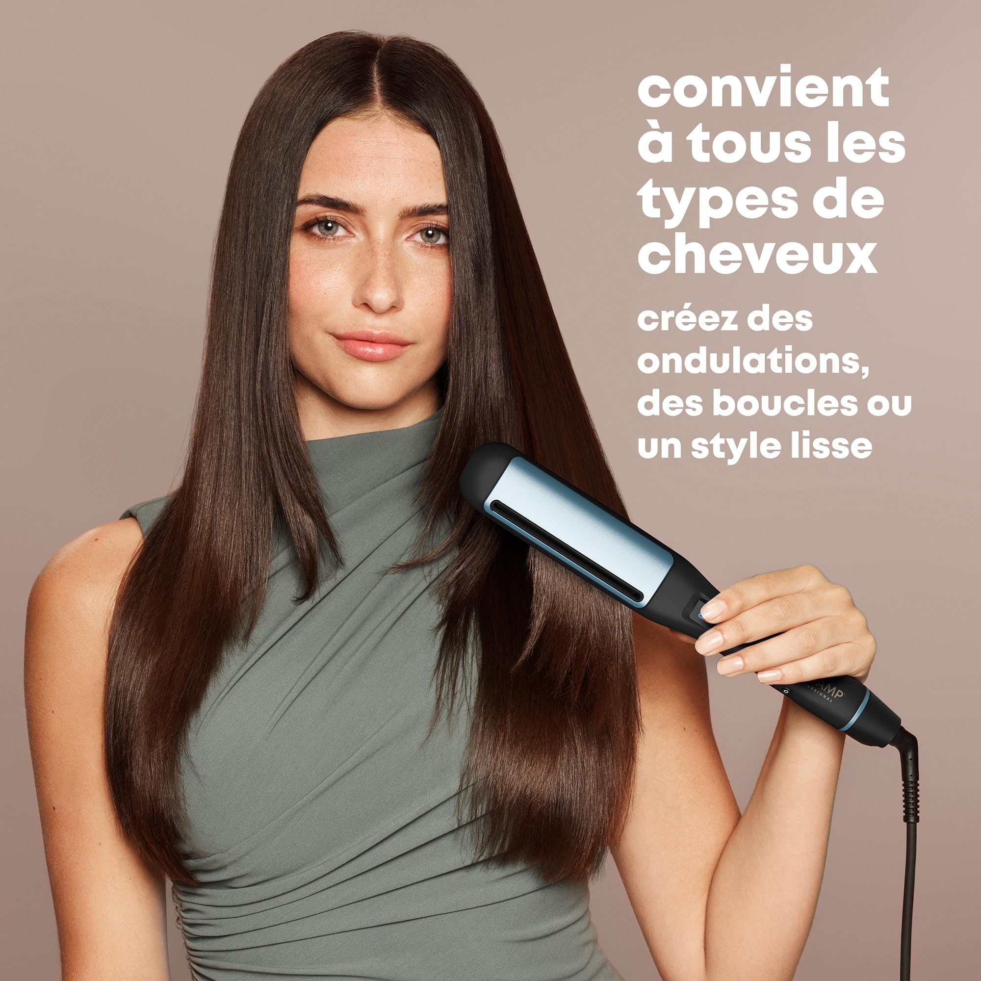 REVAMP Hydro Shield X Shine Lisseur Céramique – Fer à Lisser à Plaques Larges pour Cheveux Longs et Épais, Lissage et Boucles – Chauffe Ultra Rapide, Lisseur Professionnel de Salon