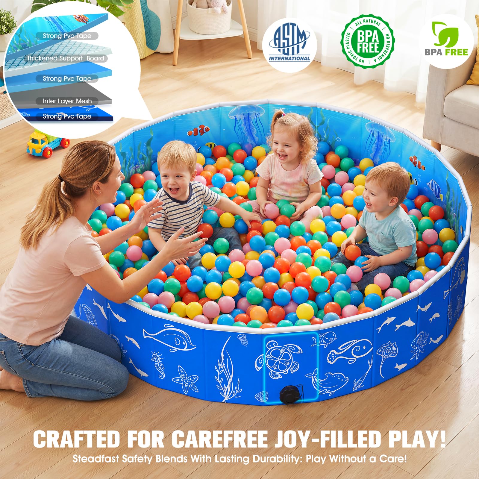 Luxfero Piscina para Niños con Toldo Solar 130 x 130 x 30 cm Desmontable Plegable