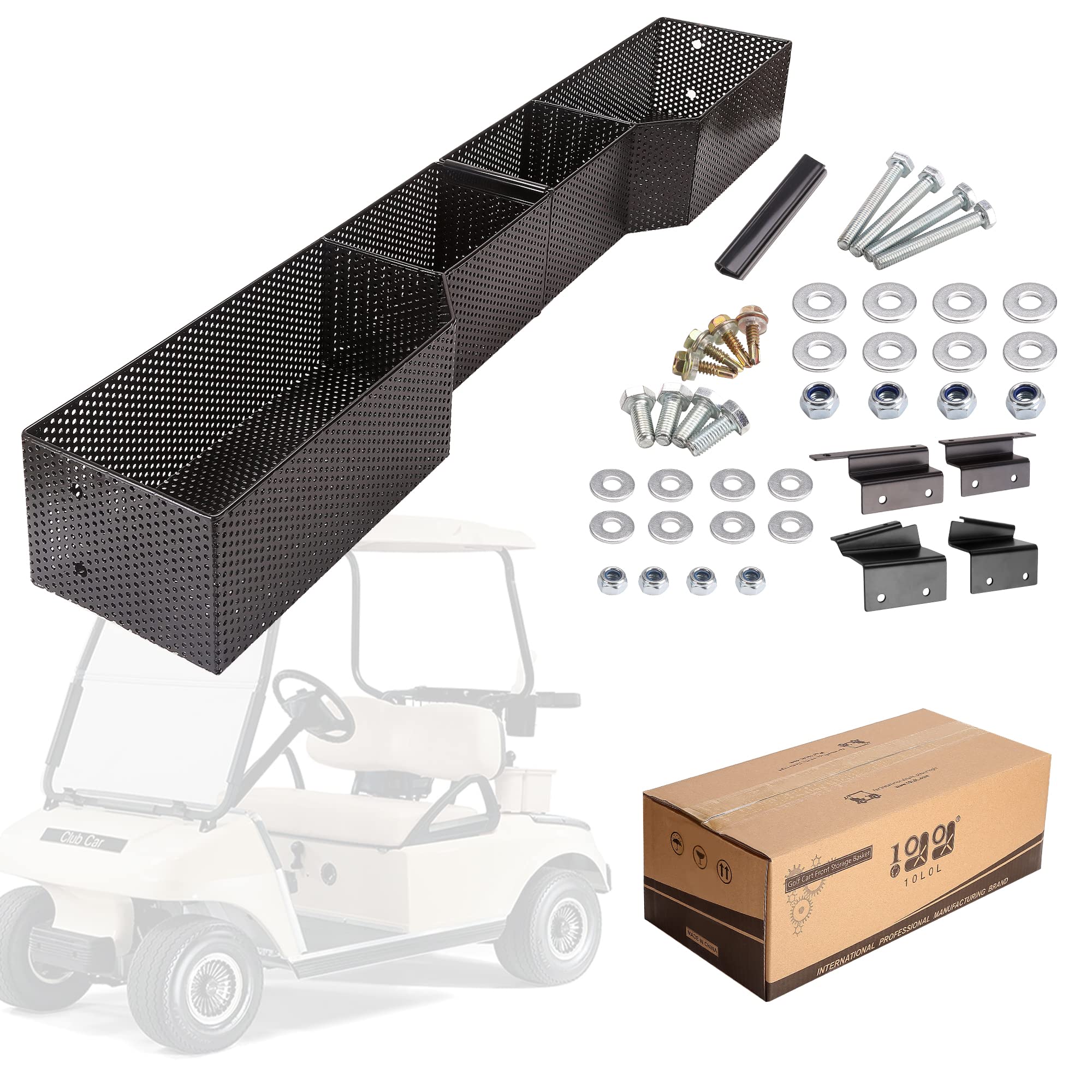 10L0L Golf Cart Front Inner Storage Utility Basket – Dash Storage Tray for Club Car DS & Precedent (2000-Up), Durable Steel with Anti-Rust Coating, Easy Installation