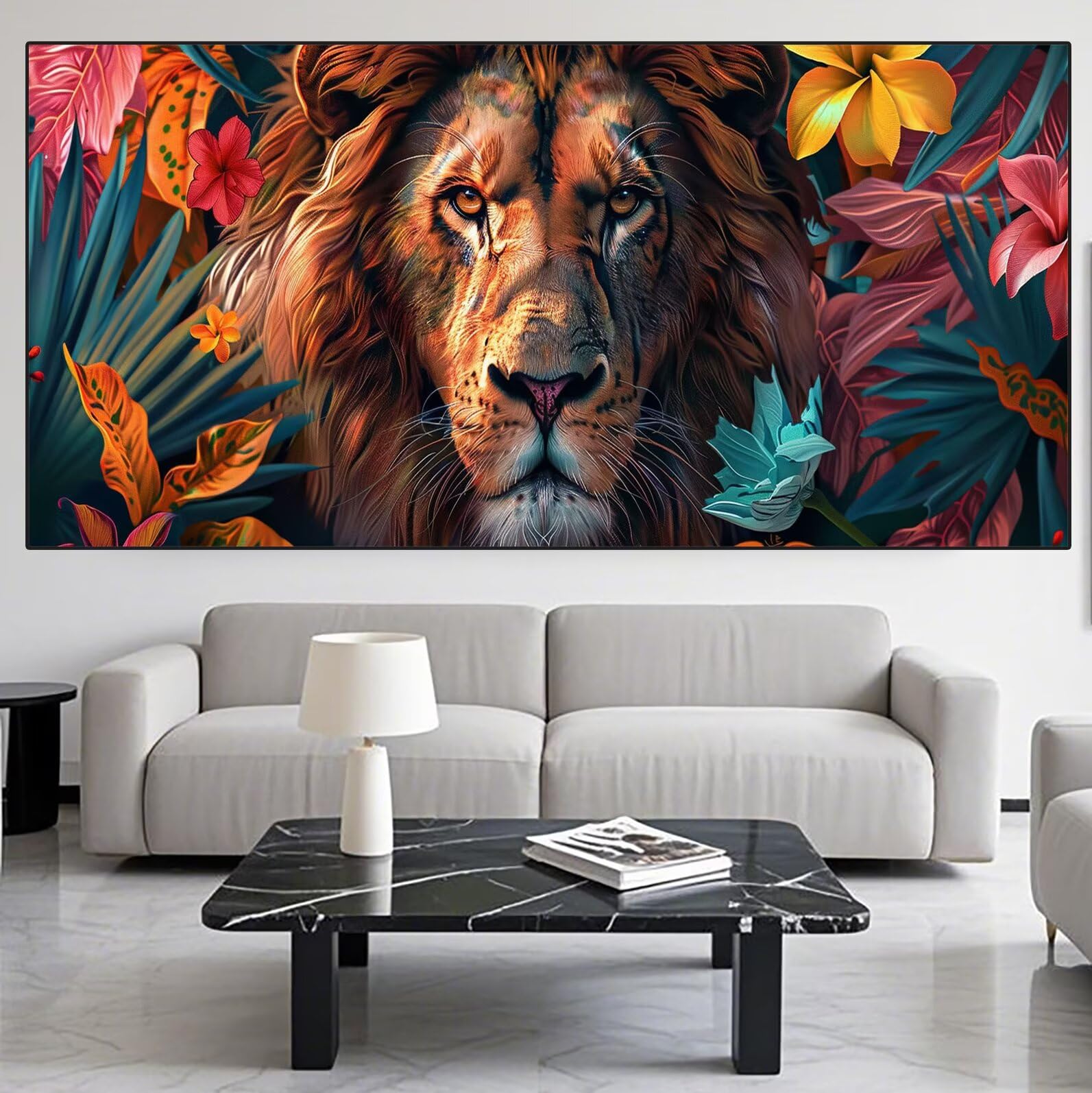 Lion Diamond Art Flower Diamond Painting Arts and Crafts dla dorosłych, zestawy do malowania diamentami 5D, dorosłych, Crysta, haft krzyżykowy, zestaw do haftowania dla początkujących, dekoracja