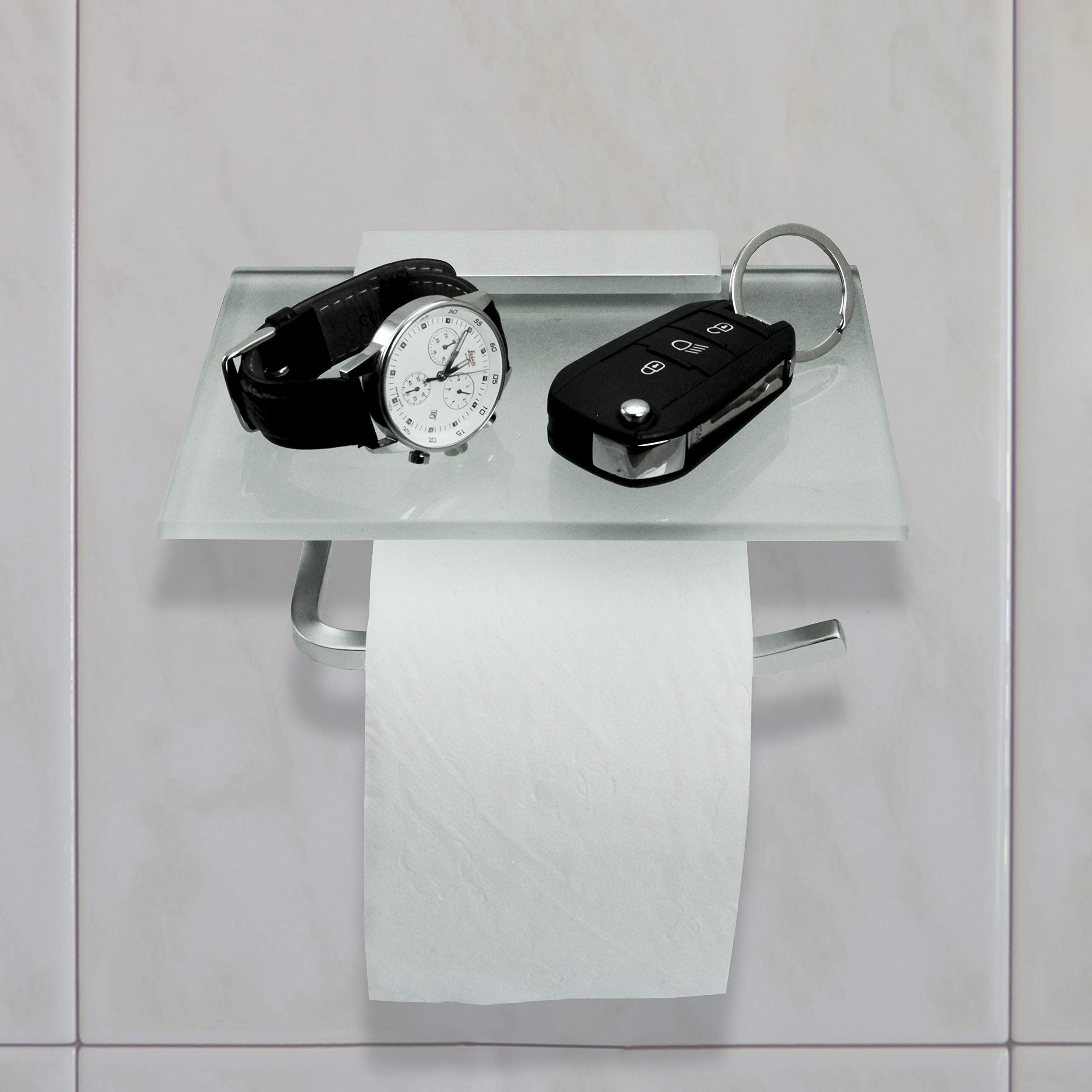 Porta Carta Igienica Adesivo Da Muro - Senza Fori, Moderno E Salvaspazio Per Bagno E WC - Foto 5