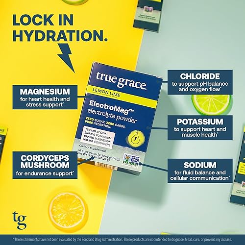 Miniatura 6 de True Grace ElectroMag - 16 paquetes de barras (paquete de 2) - Limón limón - Polvo de electrolitos para una hidratación rápida - sodio, potasio,