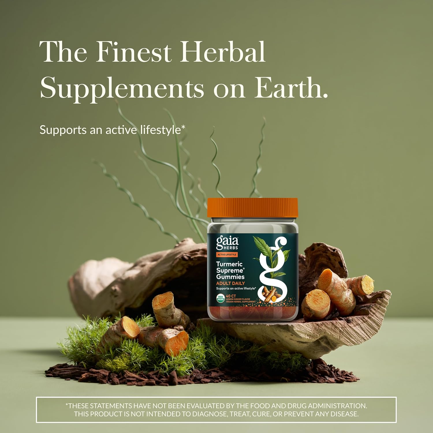 Gaia Herbs Turmeric Supreme Adult Daily Gummies-Daily Swelling Support for Healthy, Active Life-USDA Certified Organic Blend of Turmeric and Supportive Herbs-40 Gummies(20-Day Supply) - Image 2