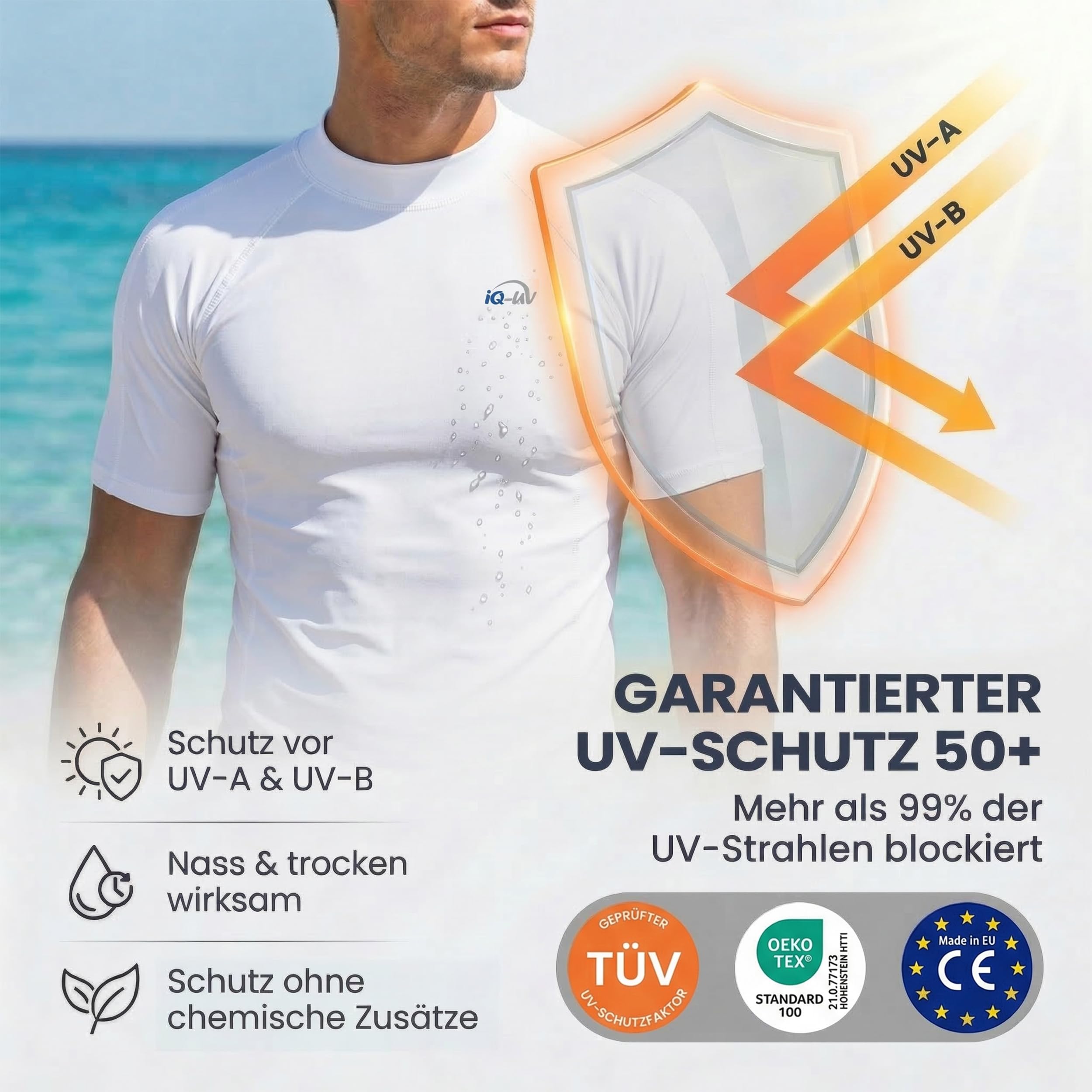 iQ-UV Herren 300 Shirt Kurzarm Loose Fit UV T-Shirt