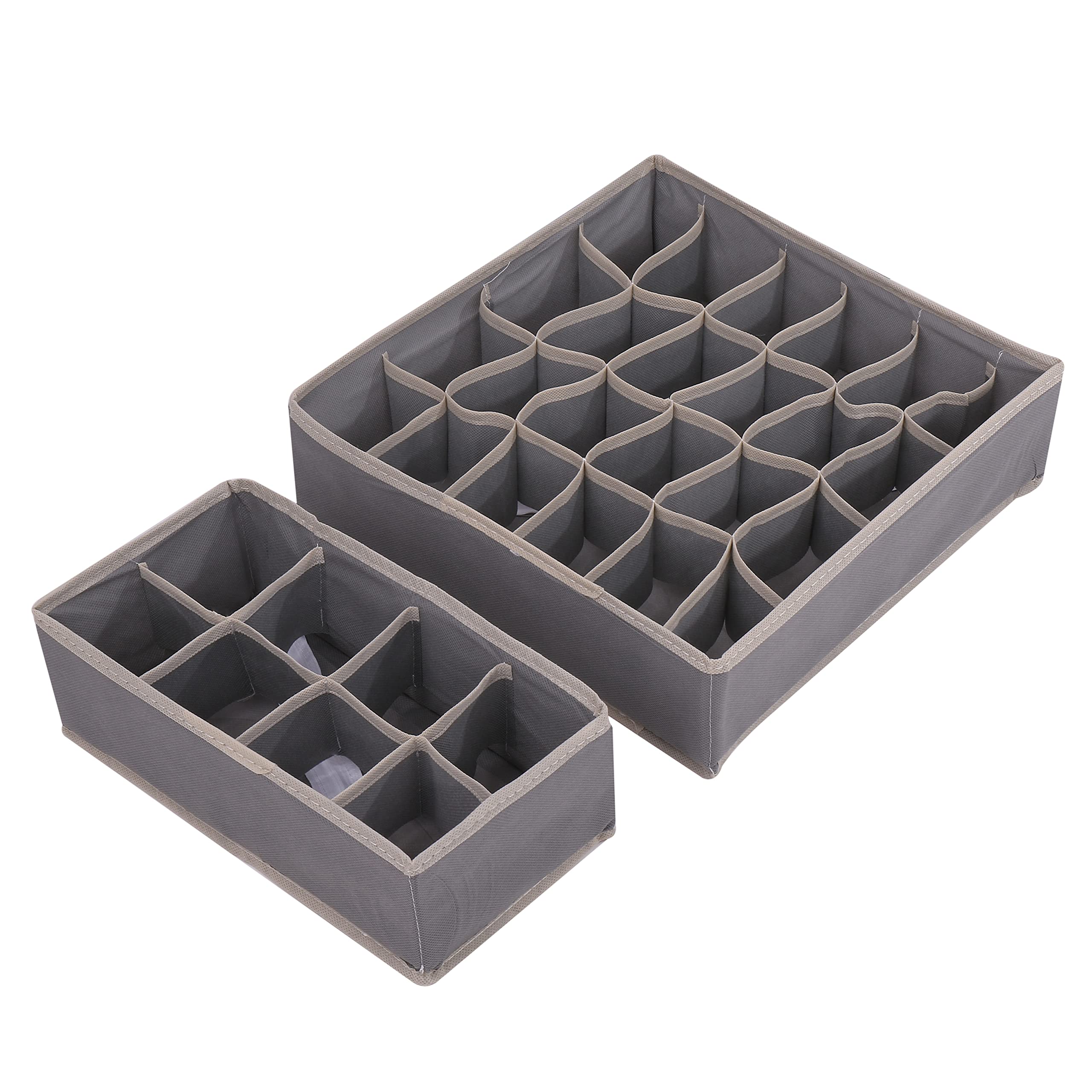 Set van 4 organizers, ondergoed, lade-organizer, kast, opbergdozen, multifunctionele opbergdoos, lade beha's, sokken, zakdoeken, stropdassen en sokken, opvouwbaar (grijs